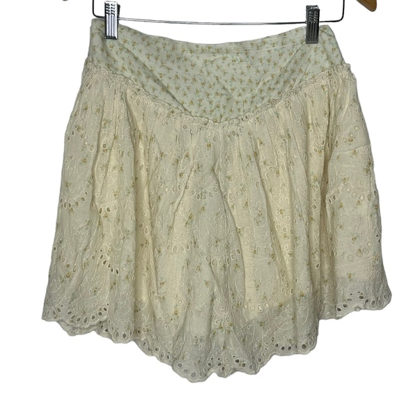 NWT Free People Jillian Floral Eyelet Lacey Mini Skirt L - Picture 6 of 15